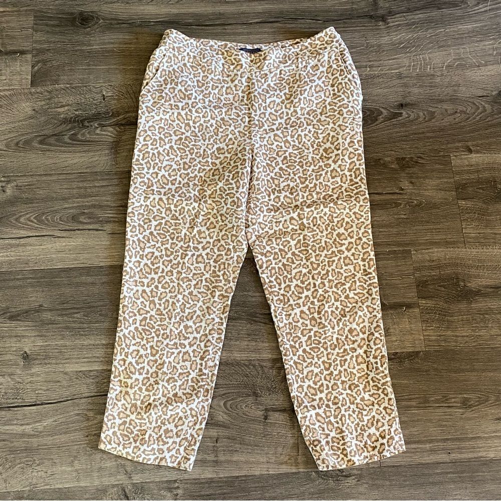 𝅺pendleton animal print woven linen cropped pants size 4P